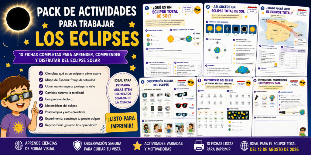 Los eclipses son uno de los fenómenos astronómicos que más despiertan la curiosidad del alumnado. Con motivo del eclipse total de Sol del 12 de agosto de 2026, presentamos un [&hellip;]