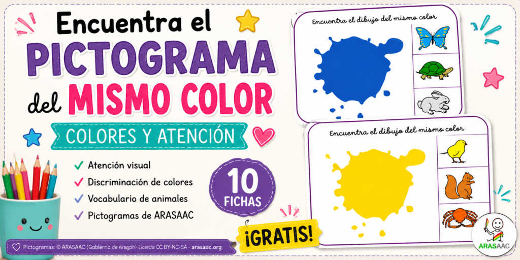 Aprender los colores mientras se trabaja la atención visual puede ser una actividad muy motivadora para los más pequeños. Por eso hoy compartimos este cuaderno de actividades con pictogramas, diseñado [&hellip;]
