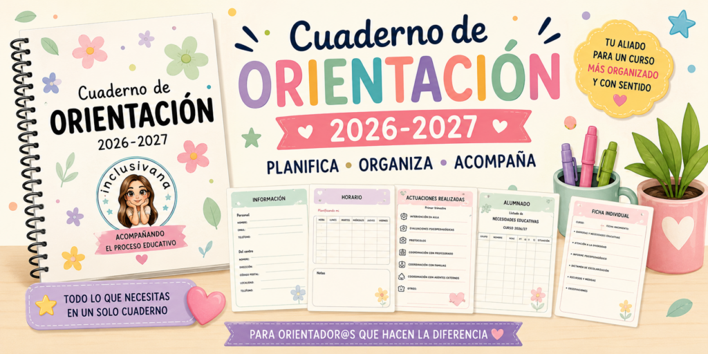  @inclusivana nos comparte este estupendo cuaderno de Orientacion. 🗒️ CUADERNO DE ORIENTACIÓN 🗒️ ¡Holaaa, holaaa! Hoy os comparto el Cuaderno de Orientación 26/27, un recurso pensado para acompañarte durante todo [&hellip;]