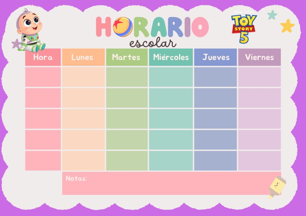 La vuelta al cole es mucho más divertida con un horario escolar bonito y práctico. En esta ocasión compartimos una colección de horarios escolares inspirados en Toy Story 5, perfectos [&hellip;]