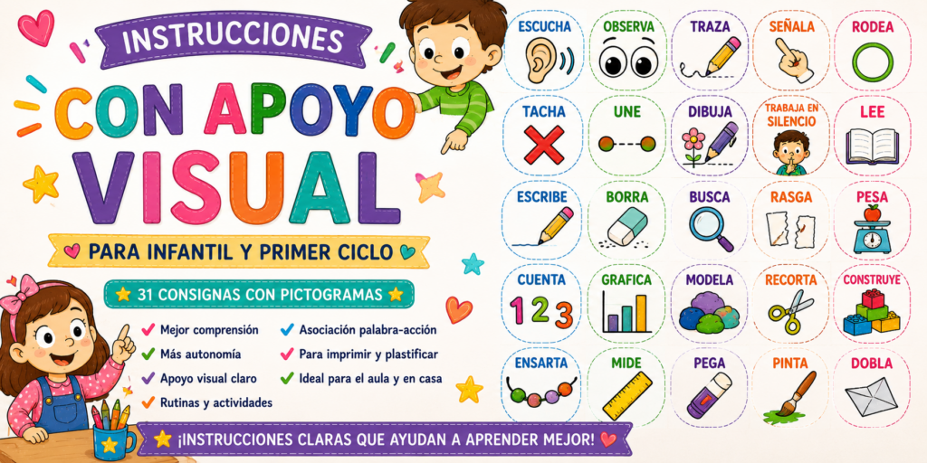 Comprender qué tenemos que hacer es el primer paso para poder aprender con autonomía. Por eso, hoy compartimos un recurso especialmente práctico para las aulas de Educación Infantil y Primer [&hellip;]