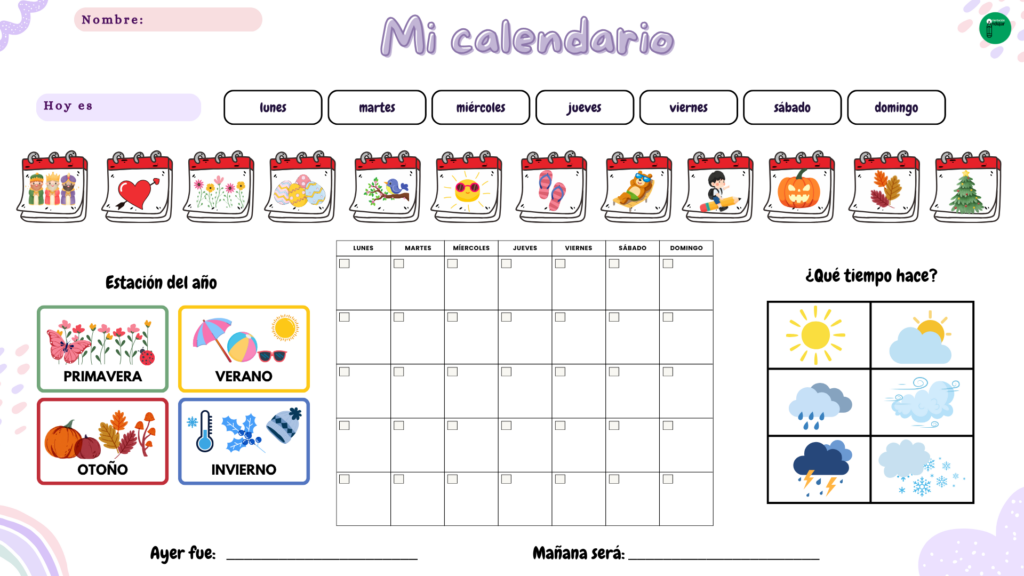 Mi calendario infantil teacch para nuestra Asamblea