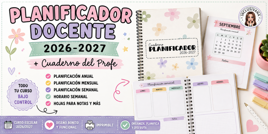¡Holaaa, holaaa! Hoy os traigo el Planificador 26/27, el complemento perfecto para organizar tu día a día durante todo el curso escolar, sea cual sea tu especialidad o ámbito. 🖊️ [&hellip;]