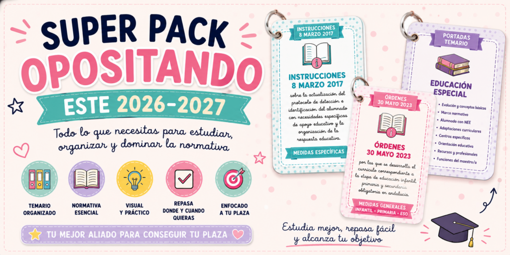 Preparar unas oposiciones docentes supone enfrentarse a meses de estudio, organización, legislación, esquemas, repasos y muchísimas horas delante del temario. Por eso, para este curso 2026-2027 queremos compartir un Super [&hellip;]