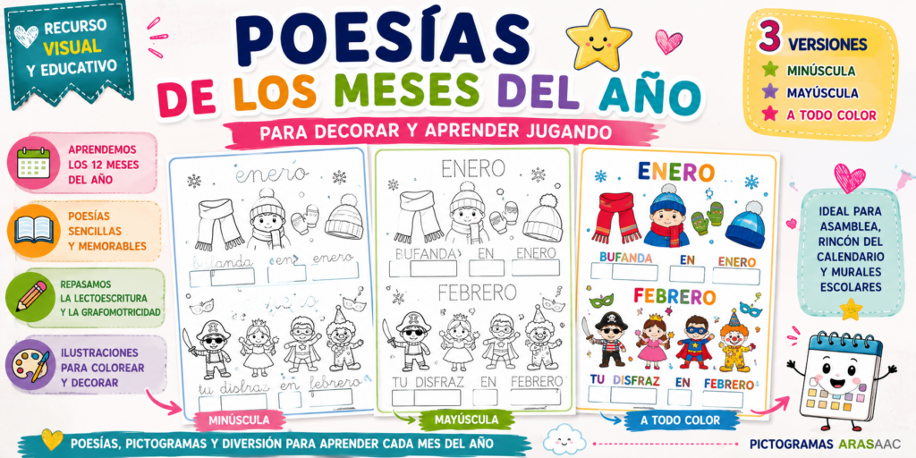 Hoy compartimos un recurso precioso y muy versátil para decorar la clase y trabajar los meses del año de una forma divertida, visual y significativa: una colección de poesías de [&hellip;]