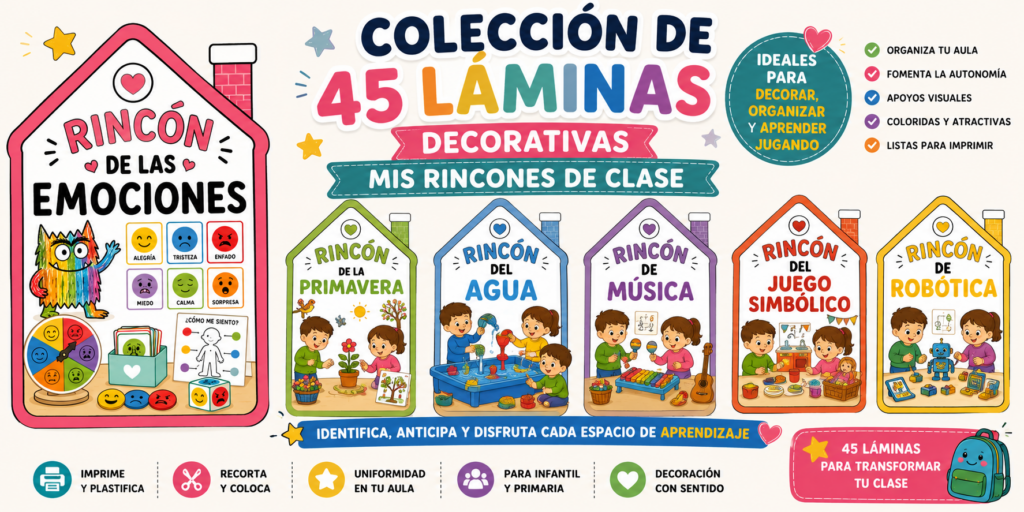 Organizar el aula por rincones es mucho más que una cuestión decorativa. Los rincones de aprendizaje ayudan al alumnado a identificar los diferentes espacios de la clase, anticipar qué actividades [&hellip;]