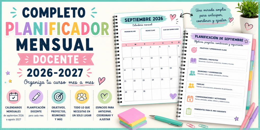 Organizar un curso escolar implica mucho más que anotar fechas en un calendario. Programaciones, proyectos, reuniones, tutorías, actividades, coordinación con otros profesionales… Durante el año académico son muchas las tareas [&hellip;]