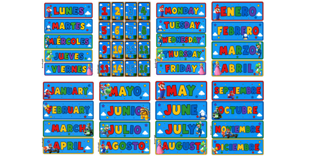 Hoy compartimos un recurso lleno de color para decorar y organizar el calendario del aula. Se trata de un completo material inspirado en el universo de Super Mario, ideal para [&hellip;]