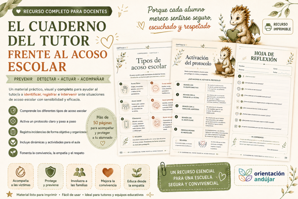 El cuaderno del tutor frente al acoso escolar es una guía práctica diseñada para ayudar a los docentes a identificar señales de alerta, intervenir de forma adecuada y fomentar un [&hellip;]
