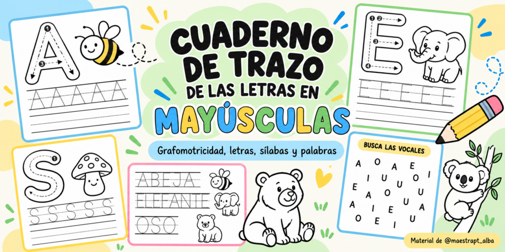 Hoy compartimos un recurso ideal para acompañar a los más pequeños en sus primeros pasos hacia la escritura: un completo cuaderno de trazo de las letras en mayúsculas, pensado para [&hellip;]