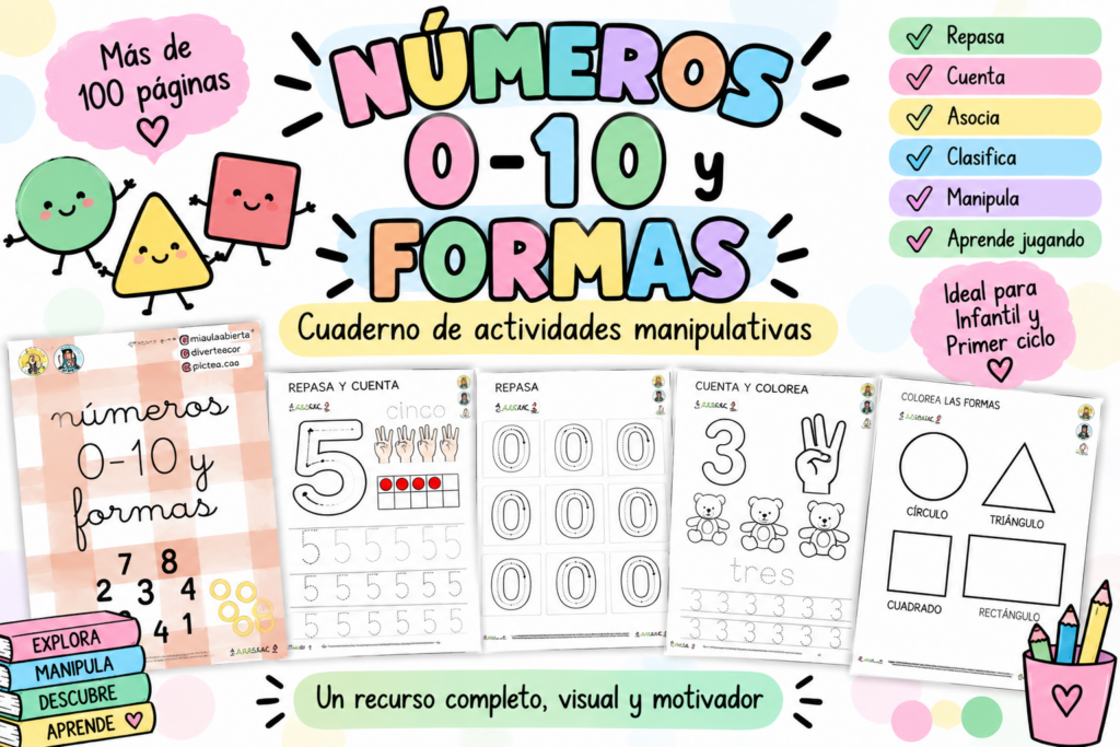 Hoy compartimos un completísimo cuaderno de actividades para trabajar los números del 0 al 10 y las formas geométricas, un material especialmente pensado para acompañar a los más pequeños en [&hellip;]