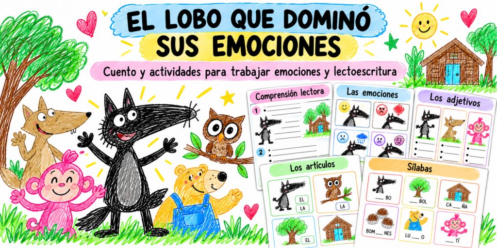 EL LOBO QUE DOMINÓ SUS EMOCIONES, una secuencia completa y súper atractiva para trabajar: 📖 Comprensión lectora🧠 Emociones✏️ Sustantivos comunes y propios🌈 Adjetivos🔤 Artículos🔡 Sílabas👥 Personajes📝 Escritura de oraciones🎨 Secuencia [&hellip;]