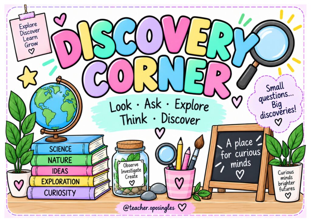 Convertir la curiosidad en una herramienta de aprendizaje es una de las mejores formas de conseguir que el alumnado participe de manera activa. Este recurso Discovery Corner de @teacher.oposingles propone [&hellip;]
