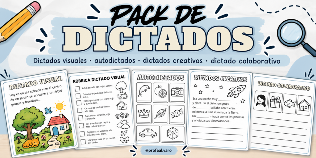 Hoy compartimos un recurso muy completo para trabajar el dictado de una forma mucho más variada, activa y motivadora. Este PACK DE DICTADOS reúne diferentes propuestas que van mucho más [&hellip;]