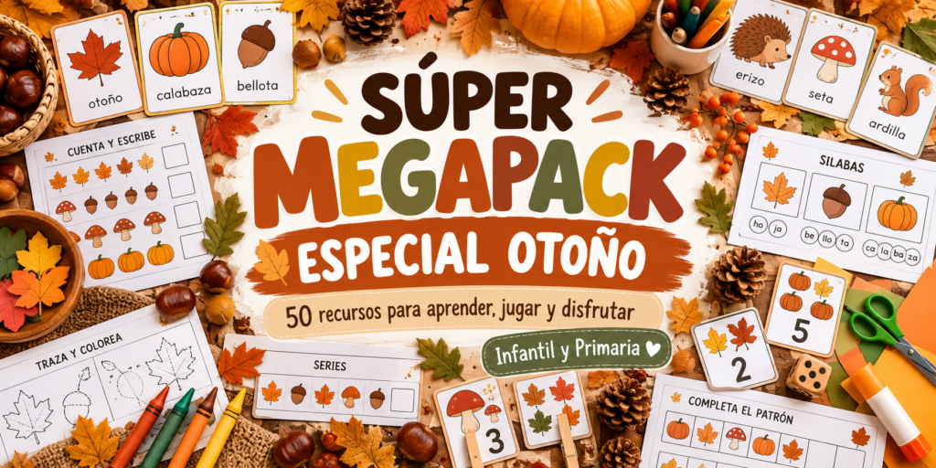 SÚPER MEGAPACK ESPECIAL OTOÑO: 50 recursos para aprender, jugar y disfrutar El otoño es una estación fantástica para llenar el aula de propuestas diferentes: lectoescritura, matemáticas, atención, vocabulario, expresión oral [&hellip;]