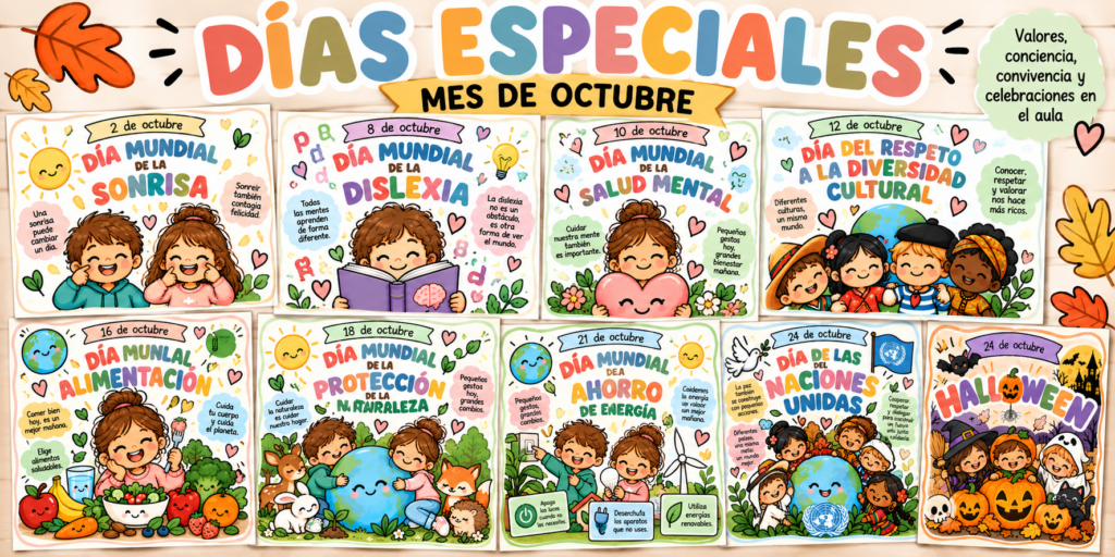 Octubre llega cargado de fechas especiales y efemérides que podemos aprovechar para trabajar en el aula. Más allá de señalar un día concreto en el calendario, estas celebraciones son una [&hellip;]