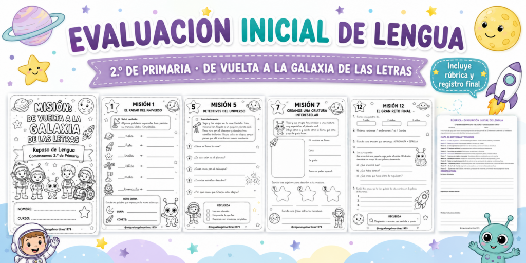 Seguimos ampliando nuestra colección de evaluaciones iniciales para los primeros días de curso y, en esta ocasión, compartimos una propuesta pensada para 2.º de Educación Primaria, creada por @miguelangelmartinez1979.. Se [&hellip;]