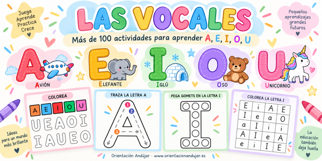 Trabajar las vocales en las primeras etapas de aprendizaje requiere propuestas muy visuales, manipulativas y variadas. Por eso, este completo material puede convertirse en un recurso estupendo para Educación Infantil, [&hellip;]