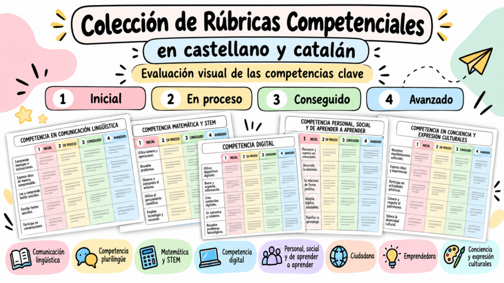 📊 Colección de rúbricas competenciales en castellano y catalán ¡Hoy compartimos un recurso muy práctico para facilitar la evaluación de nuestro alumnado! Se trata de una completa colección de rúbricas [&hellip;]
