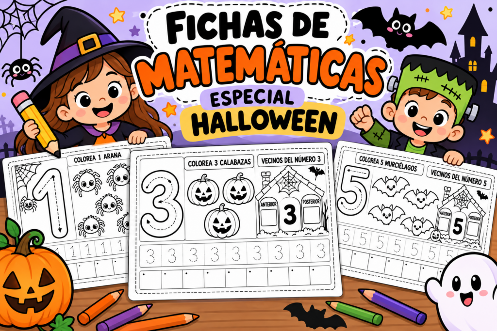 Halloween puede ser una excusa estupenda para seguir aprendiendo matemáticas de una forma más divertida. Hoy compartimos un completo cuaderno de fichas de matemáticas especial Halloween, pensado especialmente para trabajar [&hellip;]