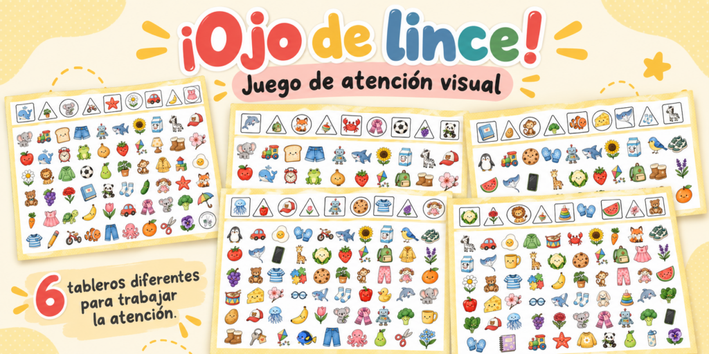 Compartimos un recurso sencillo, atractivo y muy versátil para trabajar la atención, la concentración y la discriminación visual de una manera lúdica. Se trata de “¡Ojo de lince!”, un material [&hellip;]